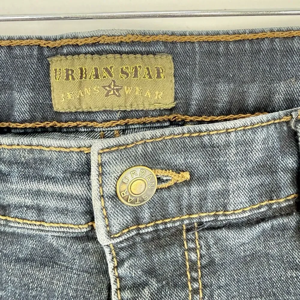Men's Urban Star Jeans Straight Stretch Medium Wash 5 Pocket Size 36x32